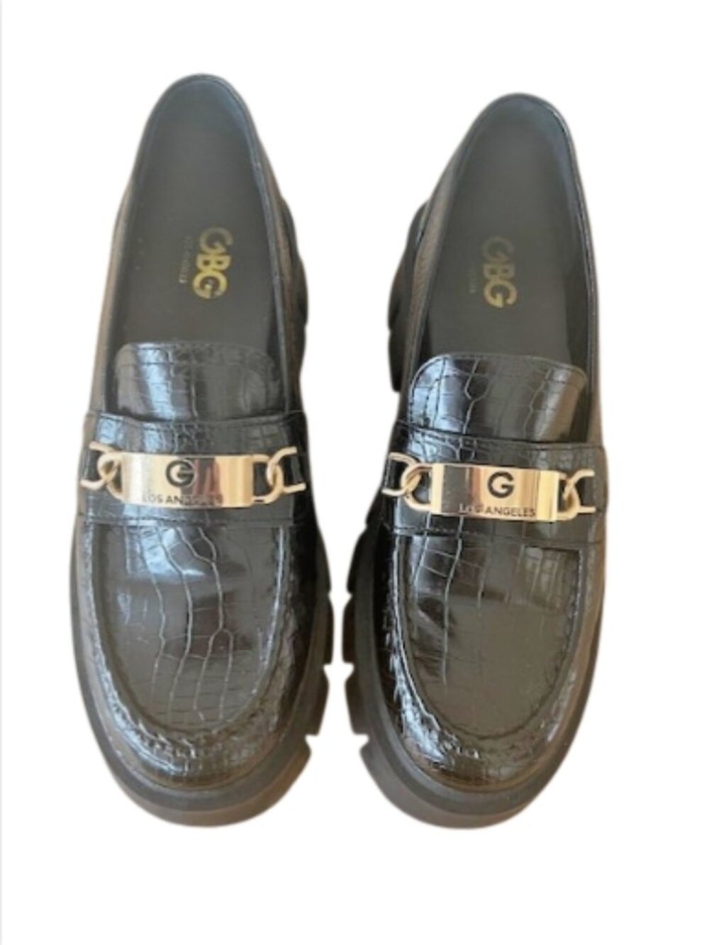 GBG Los Angeles GGCollie‑R Loafers – Black Croc Embossed – Women’s Size 9